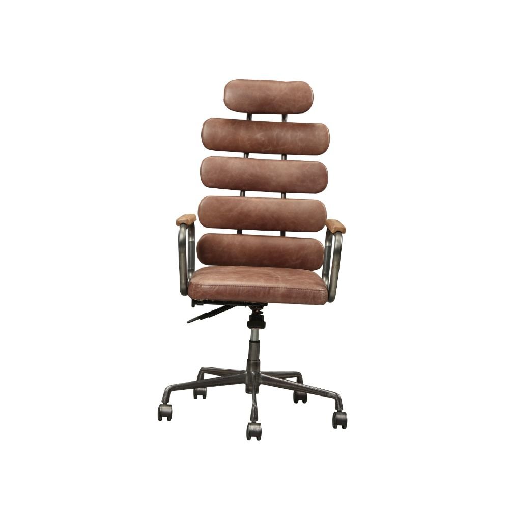 Calan Swivel Office Chair, Vintage Whiskey Top Grain Leather