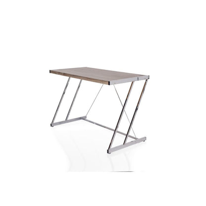 Finis Writing Desk w/USB Port, Weathered Oak & Chrome