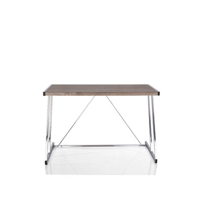 Finis Writing Desk w/USB Port, Weathered Oak & Chrome