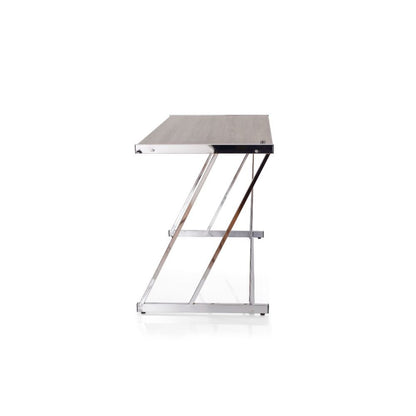 Finis Writing Desk w/USB Port, Weathered Oak & Chrome