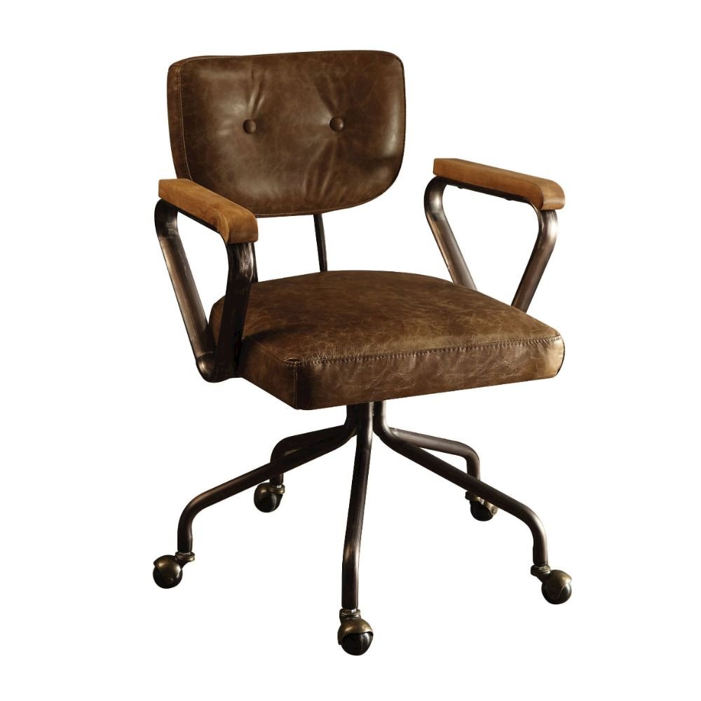 Hallie Swivel Office Chair, Vintage Whiskey Top Grain Leather