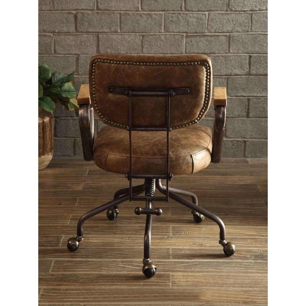 Hallie Swivel Office Chair, Vintage Whiskey Top Grain Leather
