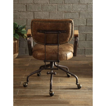 Hallie Swivel Office Chair, Vintage Whiskey Top Grain Leather