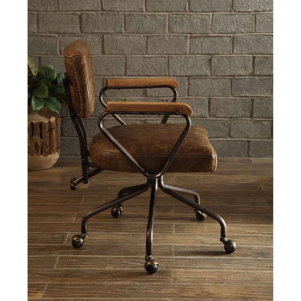 Hallie Swivel Office Chair, Vintage Whiskey Top Grain Leather
