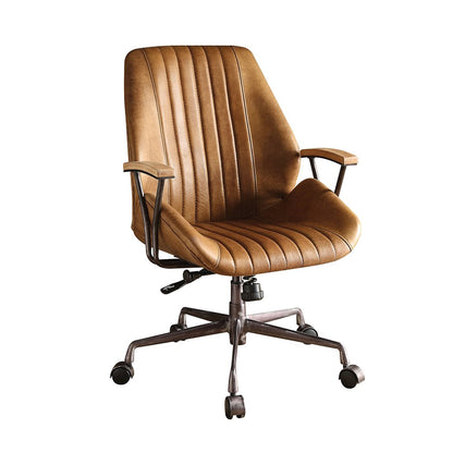 Hamilton Swivel Office Chair, Coffee Top Grain Leather