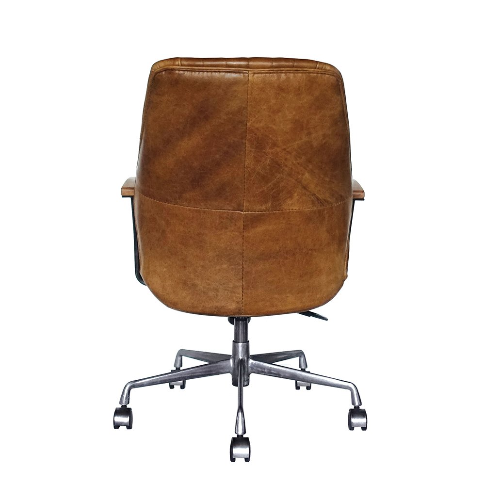 Hamilton Swivel Office Chair, Coffee Top Grain Leather