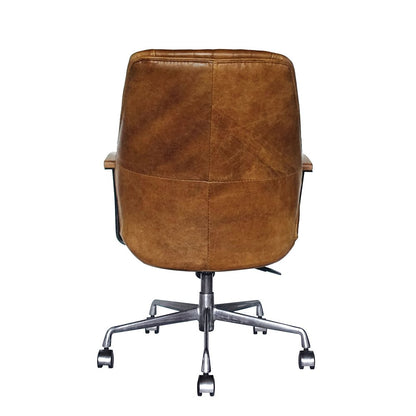 Hamilton Swivel Office Chair, Coffee Top Grain Leather