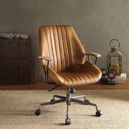Hamilton Swivel Office Chair, Coffee Top Grain Leather
