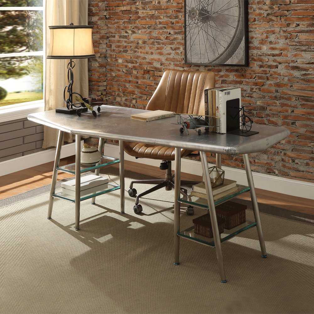 Hamilton Swivel Office Chair, Coffee Top Grain Leather