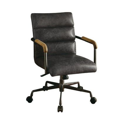 Harith Swivel Office Chair, Antique Slate Top Grain Leather