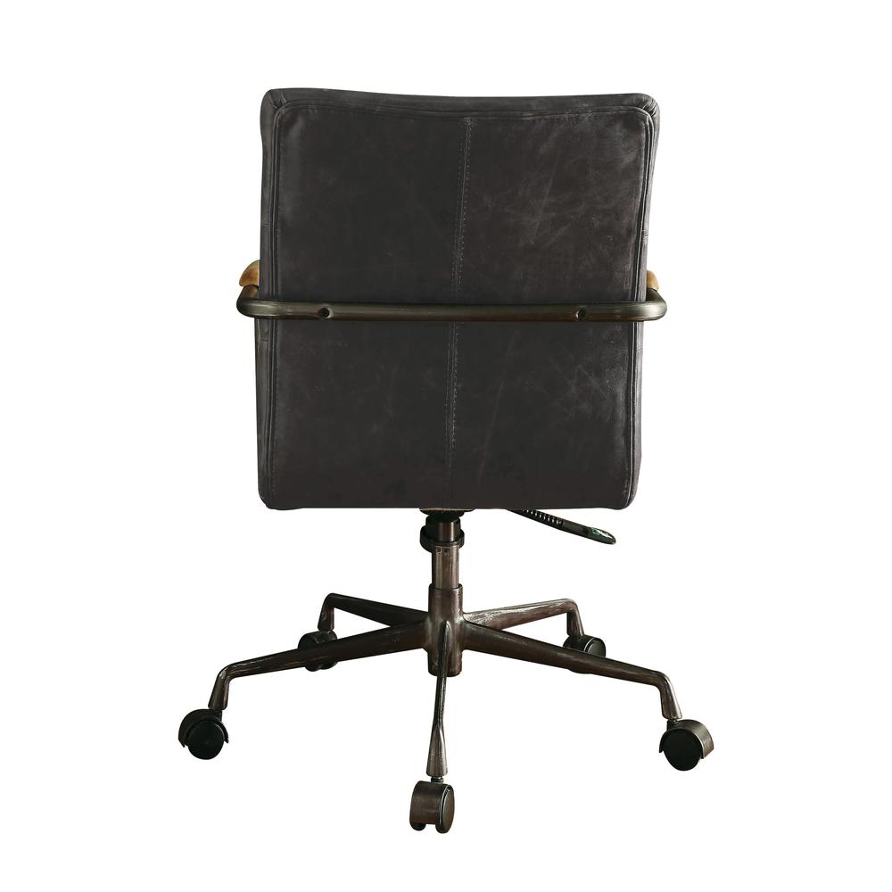 Harith Swivel Office Chair, Antique Slate Top Grain Leather