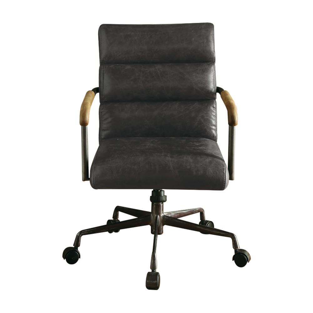 Harith Swivel Office Chair, Antique Slate Top Grain Leather