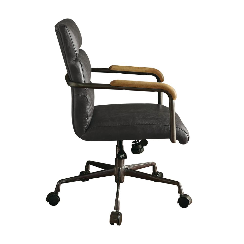 Harith Swivel Office Chair, Antique Slate Top Grain Leather
