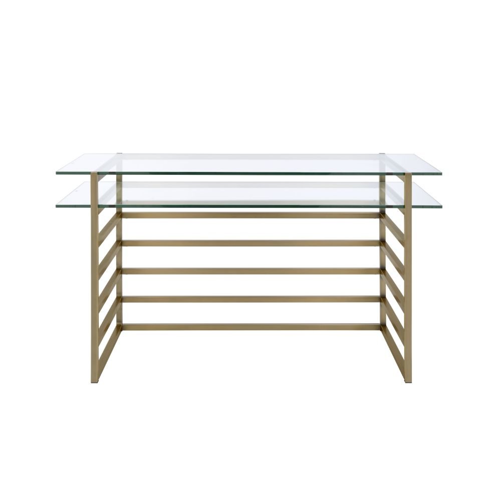 Shona Writing Desk, Antique Gold & Clear Glass