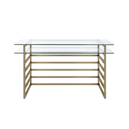 Shona Writing Desk, Antique Gold & Clear Glass