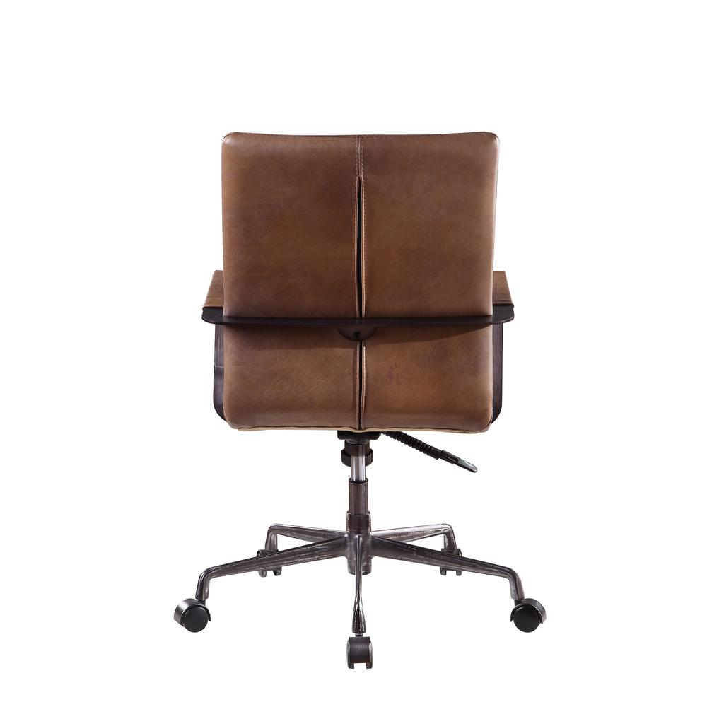 Indra Swivel Office Chair, Vintage Chocolate Top Grain Leather