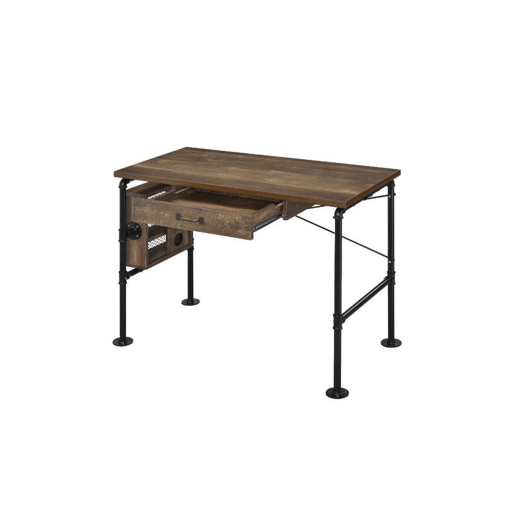 Endang Writing Desk, Weathered Oak & Black