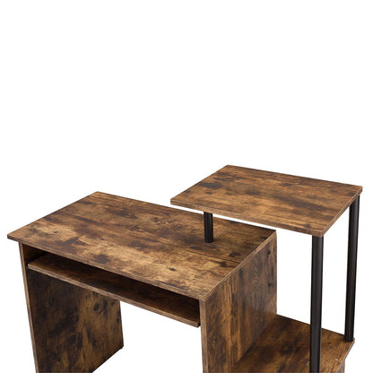 Lyphre Computer Desk, Weathered Oak & Black