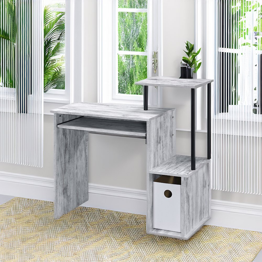 Lyphre Computer Desk, Antique White & Black