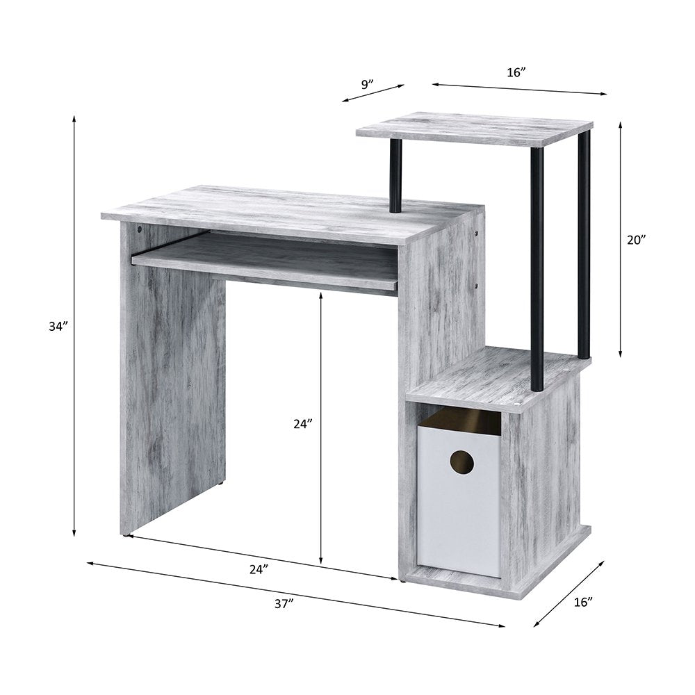 Lyphre Computer Desk, Antique White & Black