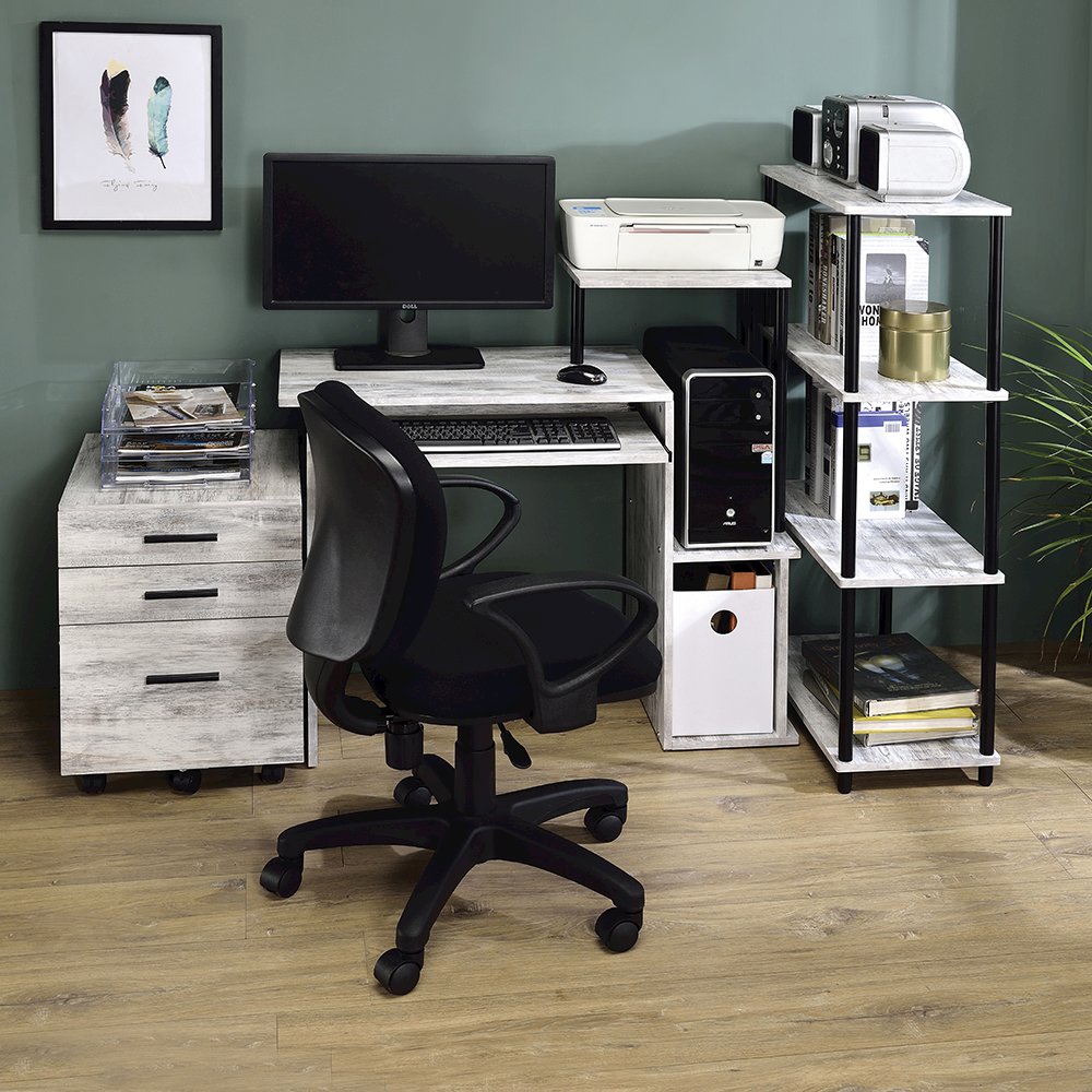 Lyphre Computer Desk, Antique White & Black