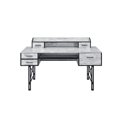 Safea Computer Desk, Antique White & Black