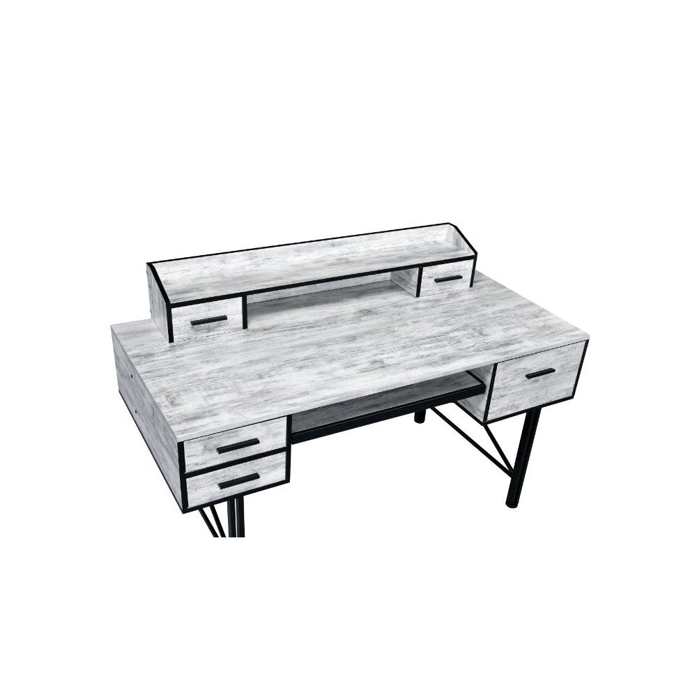 Safea Computer Desk, Antique White & Black