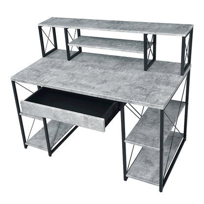 Amiel Writing Desk, Faux Concrete & Black