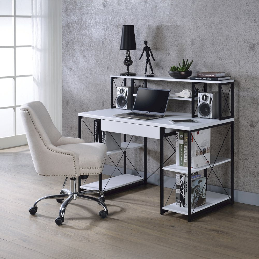 Amiel Writing Desk, White & Black