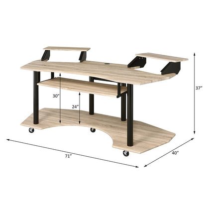 Eleazar 71" Music Studio Desk, Natural Oak
