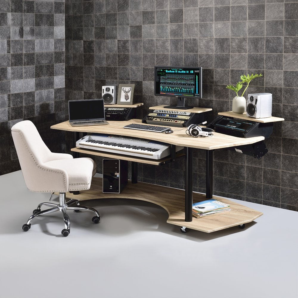 Eleazar 83" Music Studio Desk, Natural Oak