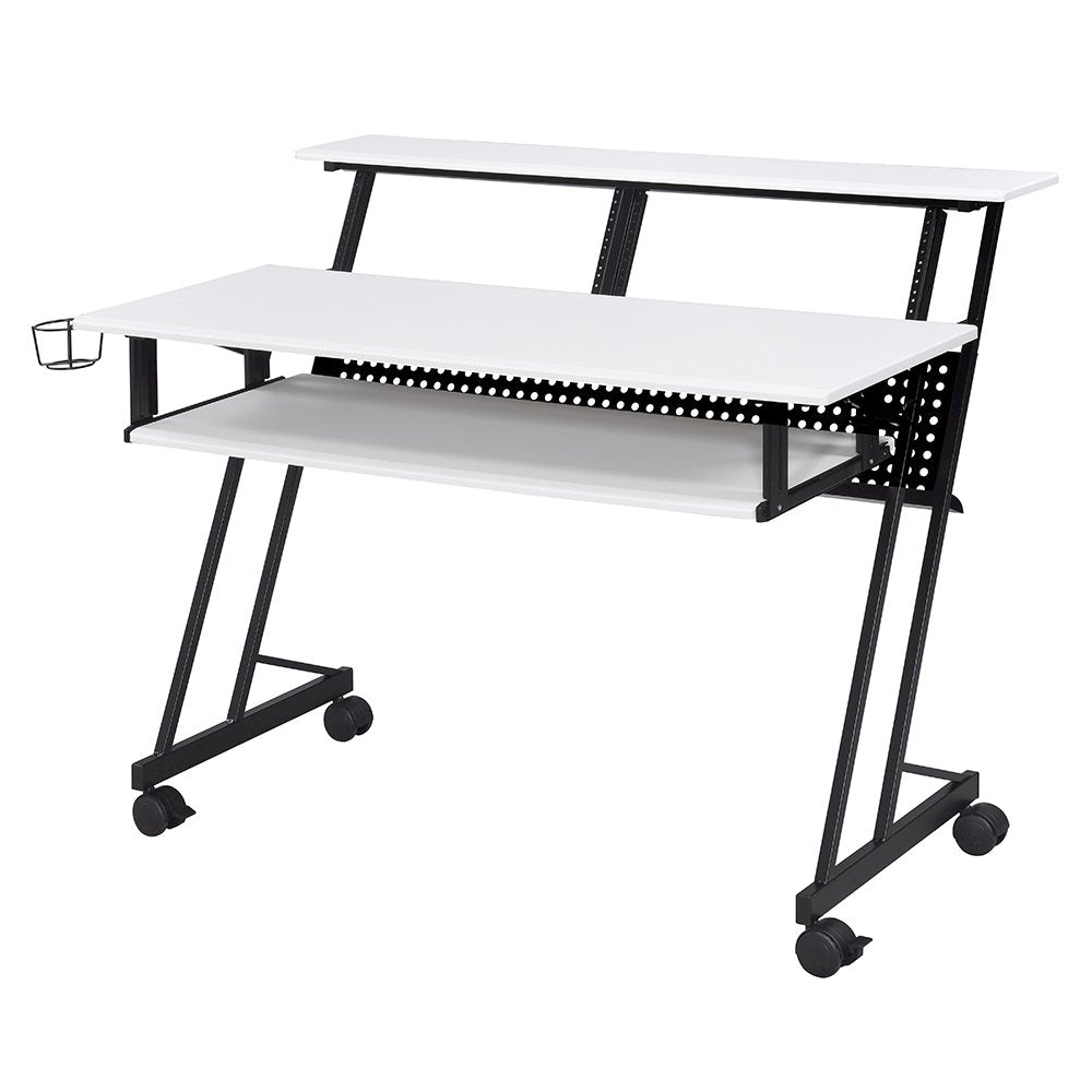 Suitor Music Recording Studio Desk, White & Black