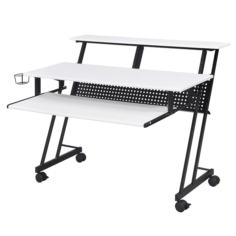 Suitor Music Recording Studio Desk, White & Black