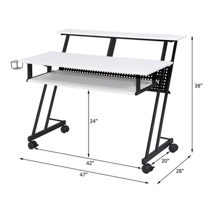 Suitor Music Recording Studio Desk, White & Black