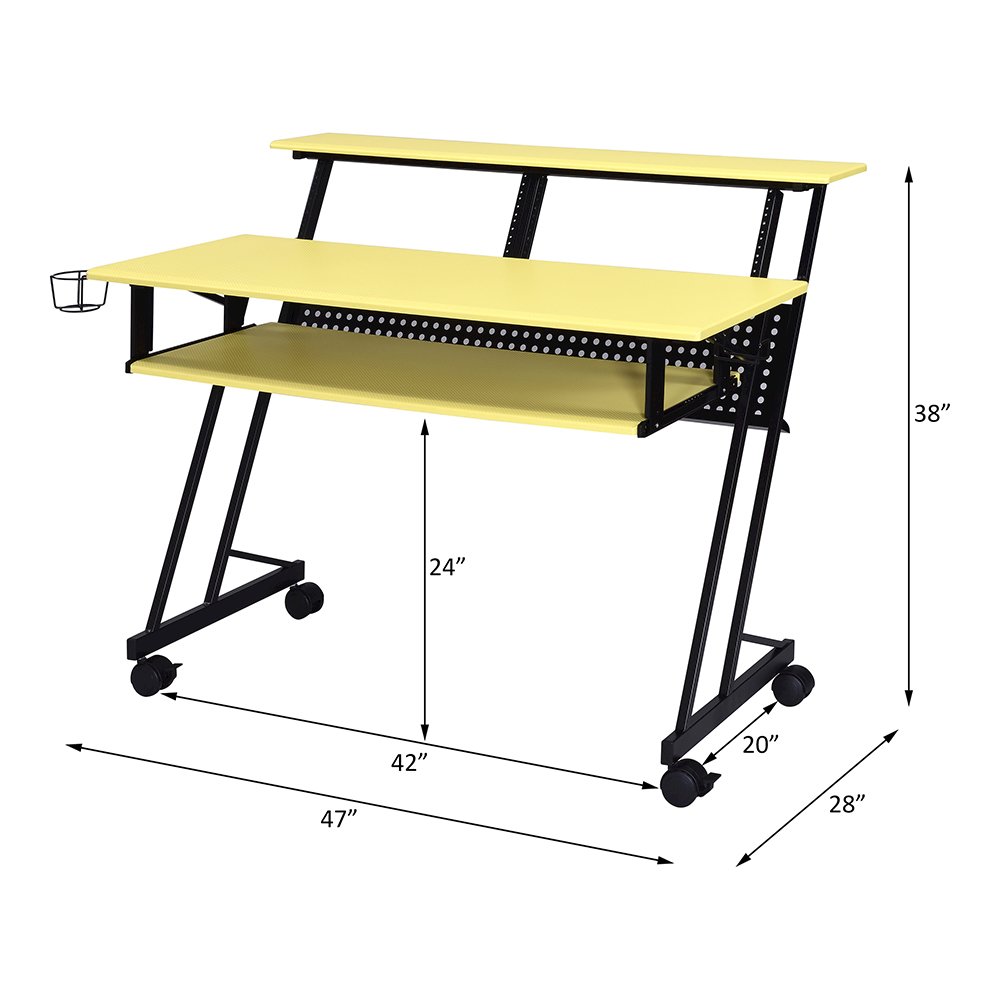 Suitor Music Recording Studio Desk, Yellow & Black
