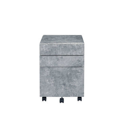 Jurgen File Cabinet, Faux Concrete & Silver