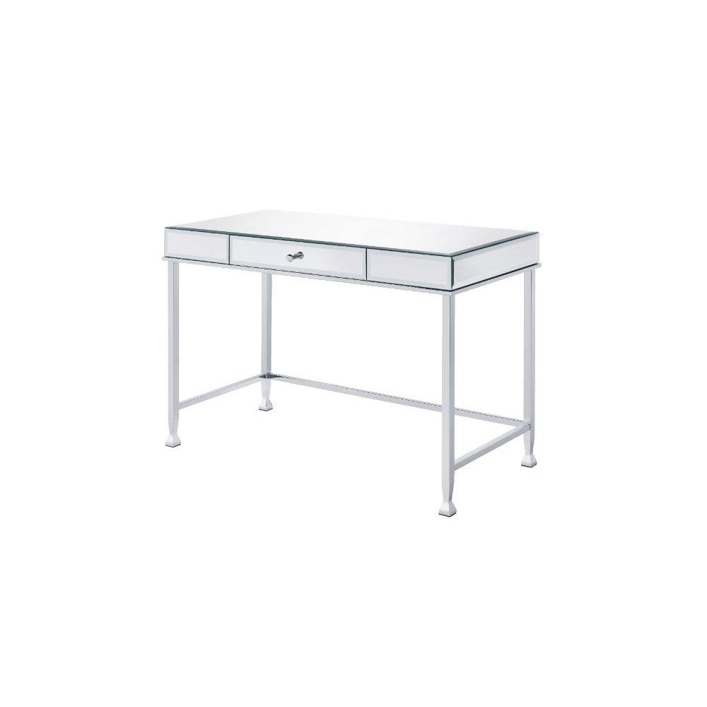 Canine Writing Desk, Mirrored and Chrome