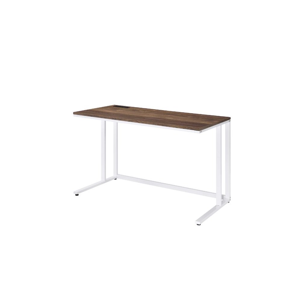 Tyrese Writing Desk w/USB Port, Walnut & White
