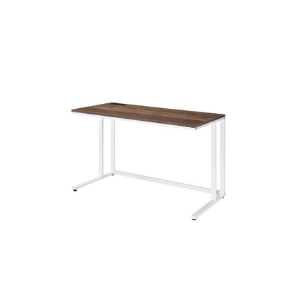 Tyrese Writing Desk w/USB Port, Walnut & White