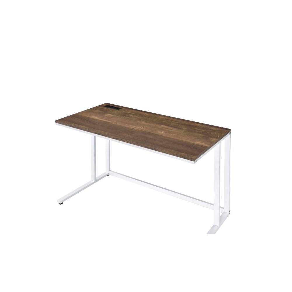 Tyrese Writing Desk w/USB Port, Walnut & White