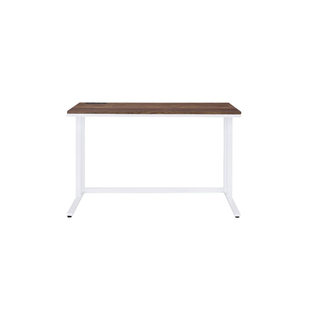Tyrese Writing Desk w/USB Port, Walnut & White
