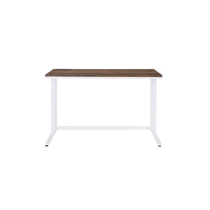 Tyrese Writing Desk w/USB Port, Walnut & White
