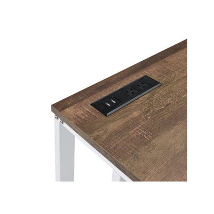 Tyrese Writing Desk w/USB Port, Walnut & White