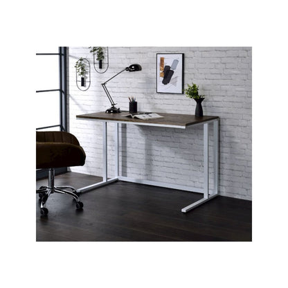 Tyrese Writing Desk w/USB Port, Walnut & White