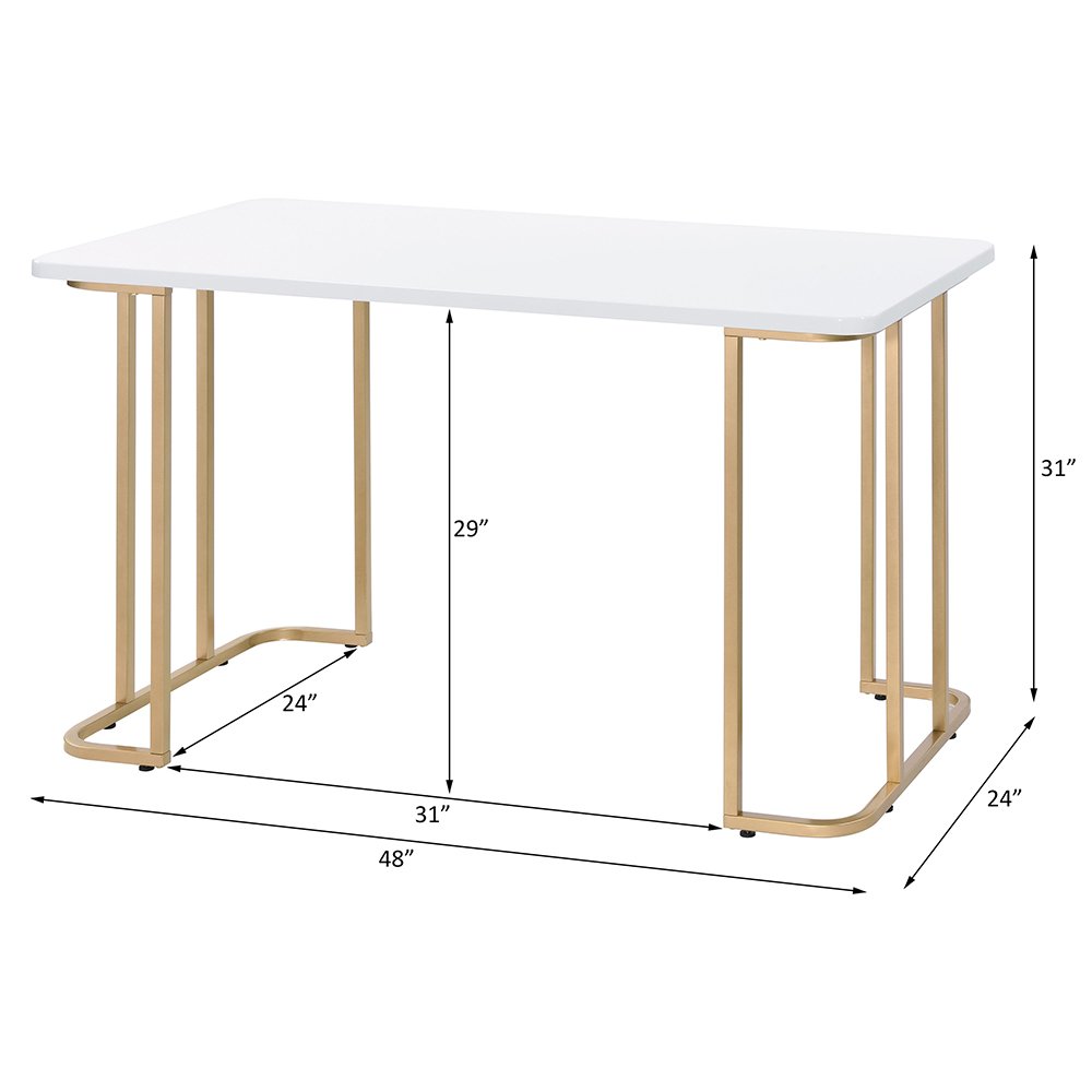 Estie Writing Desk(Same AC00902), White & Gold