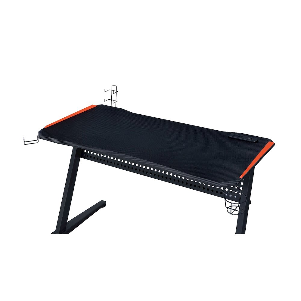 Dragi Gaming Desk w/USB Port, Black & Red