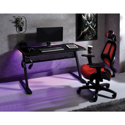 Dragi Gaming Desk w/USB Port, Black & Red