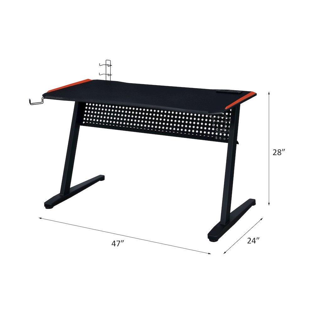 Dragi Gaming Desk w/USB Port, Black & Red
