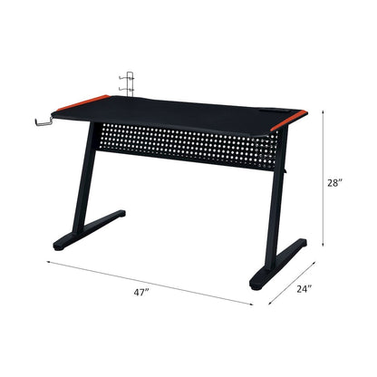 Dragi Gaming Desk w/USB Port, Black & Red