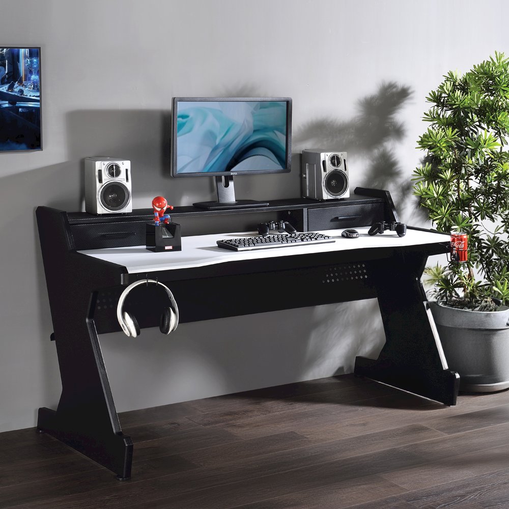 Bigga Gaming Desk, Black & White